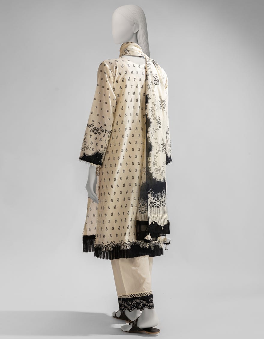 OFF WHITE LAWN PRINTED UNSTITCHED 3PC