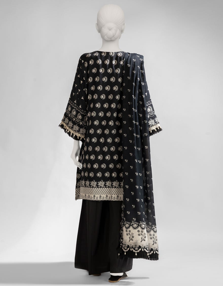 BLACK LAWN PRINTED UNSTITCHED 3PC