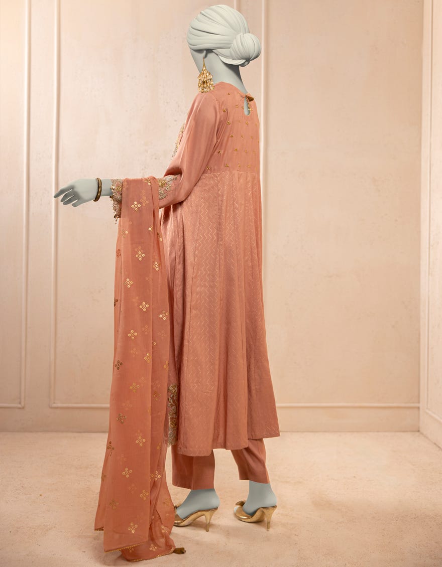 PINK SILK EMBROIDERED 3PC STITCHED