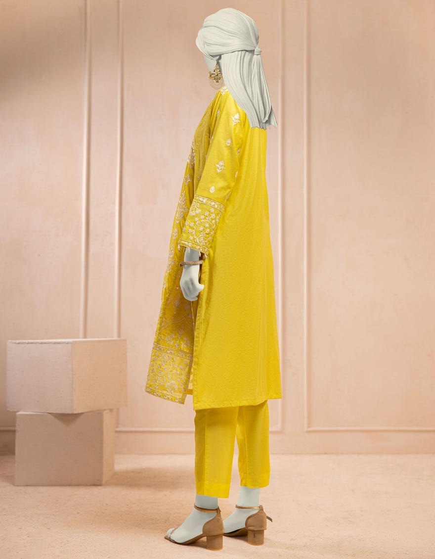 LEMON RAW SILK 2PC STITCHED