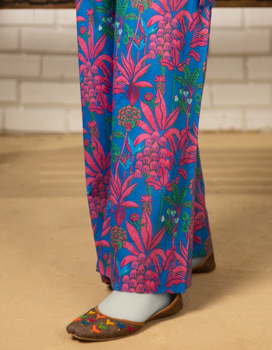 BLUE LAWN PRINTED TROUSERS