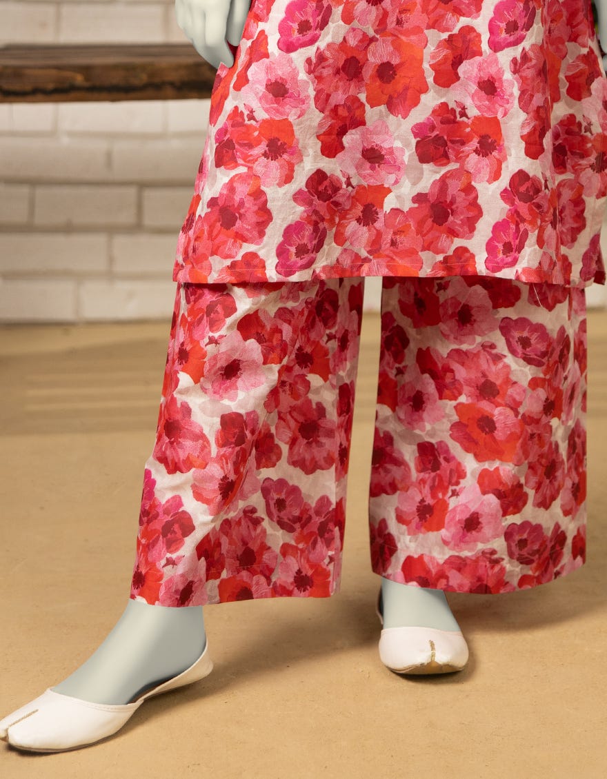 PINK LAWN PRINTED TROUSERS