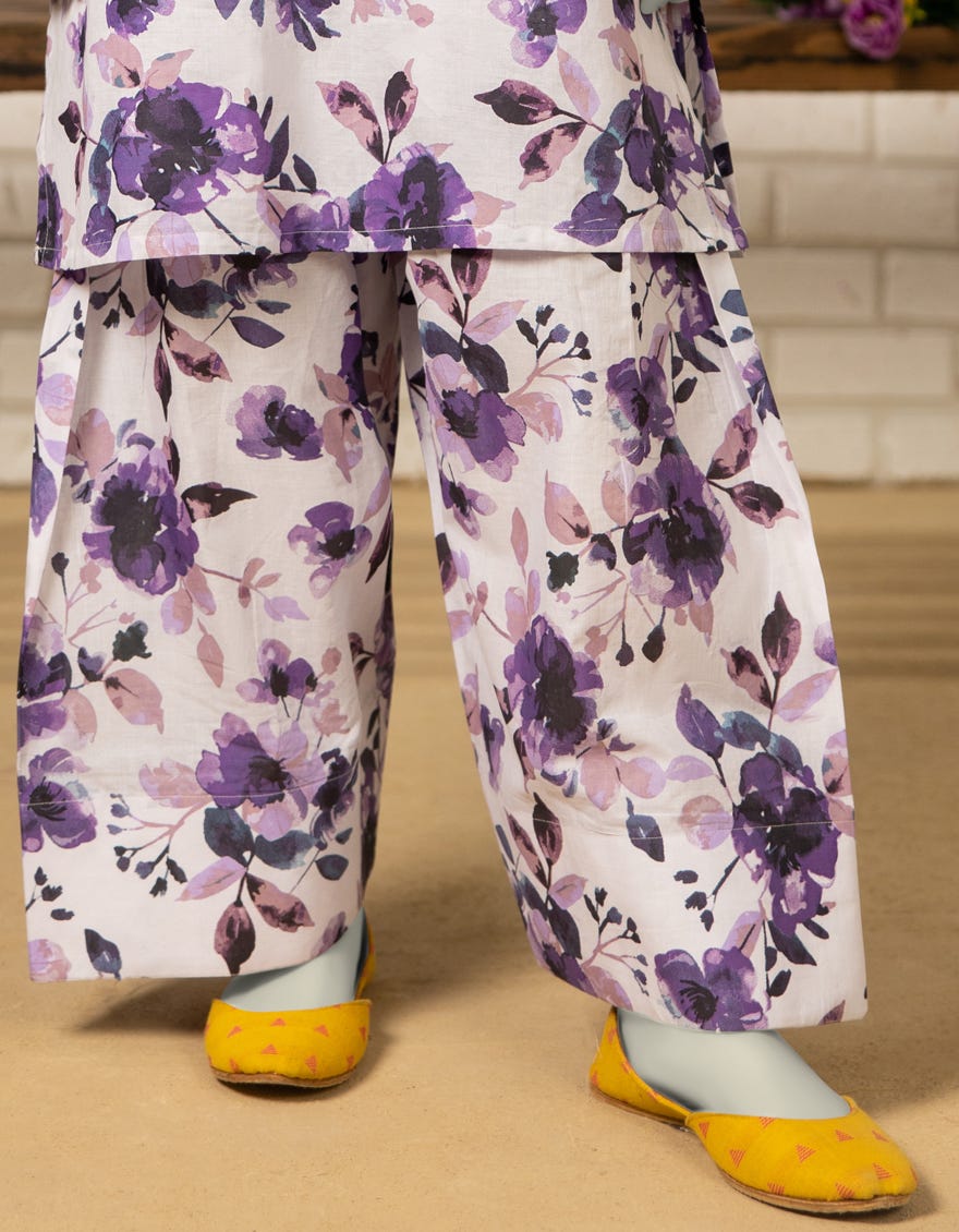 PURPLE LAWN PRINTED SHALWAR