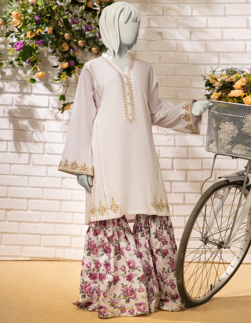 WHITE LAWN EMBROIDERED 2PC STITCHED