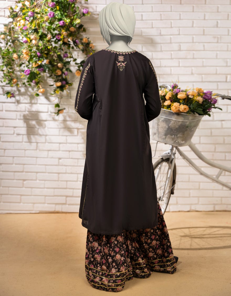 BLACK LAWN EMBROIDERED 2PC STITCHED