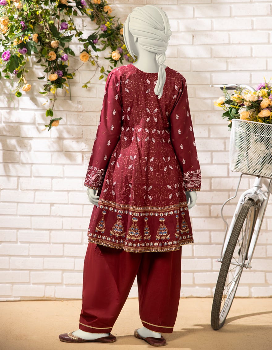 MAROON LAWN DYED 2PC STITCHED