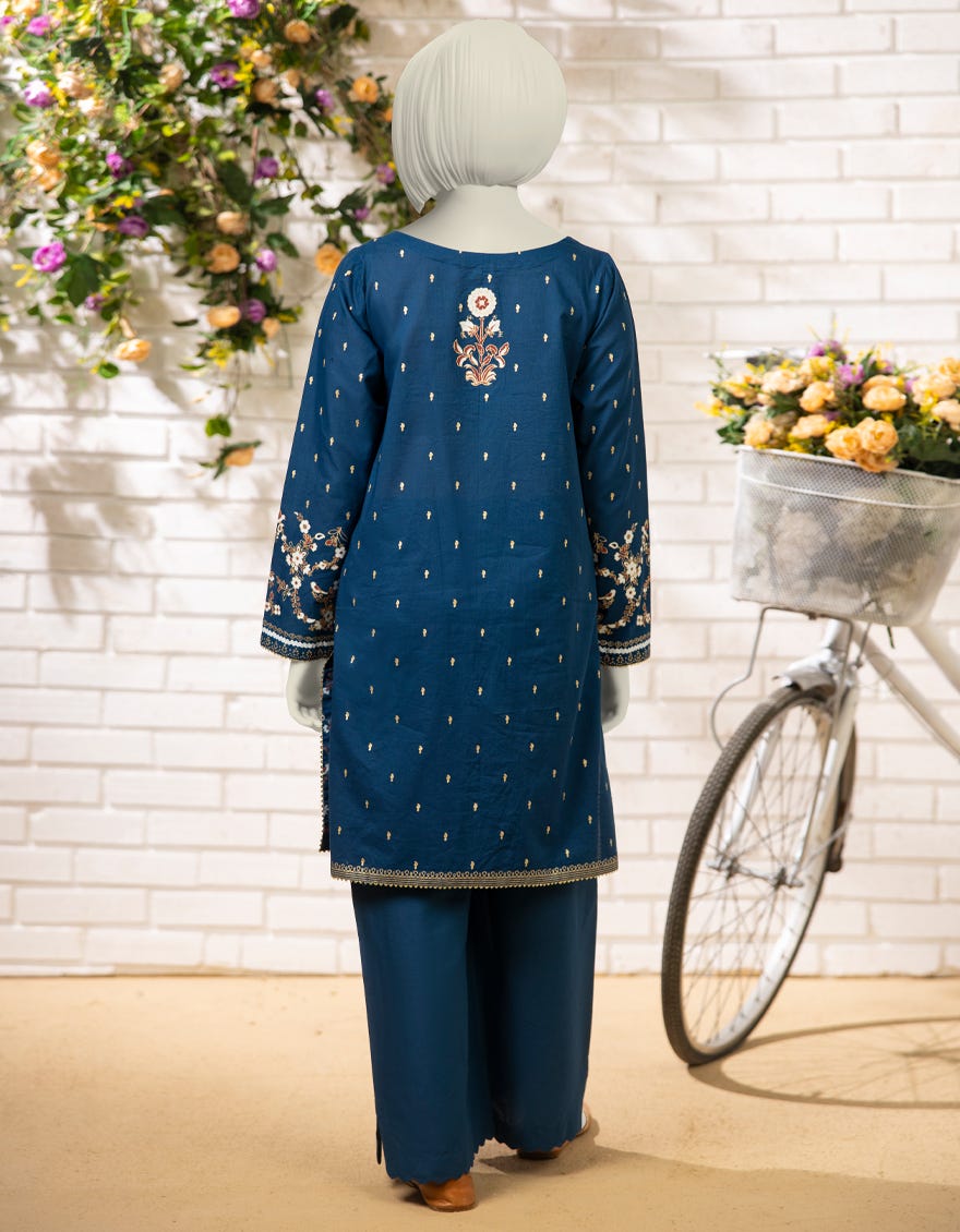 BLUE LAWN DYED 2PC STITCHED