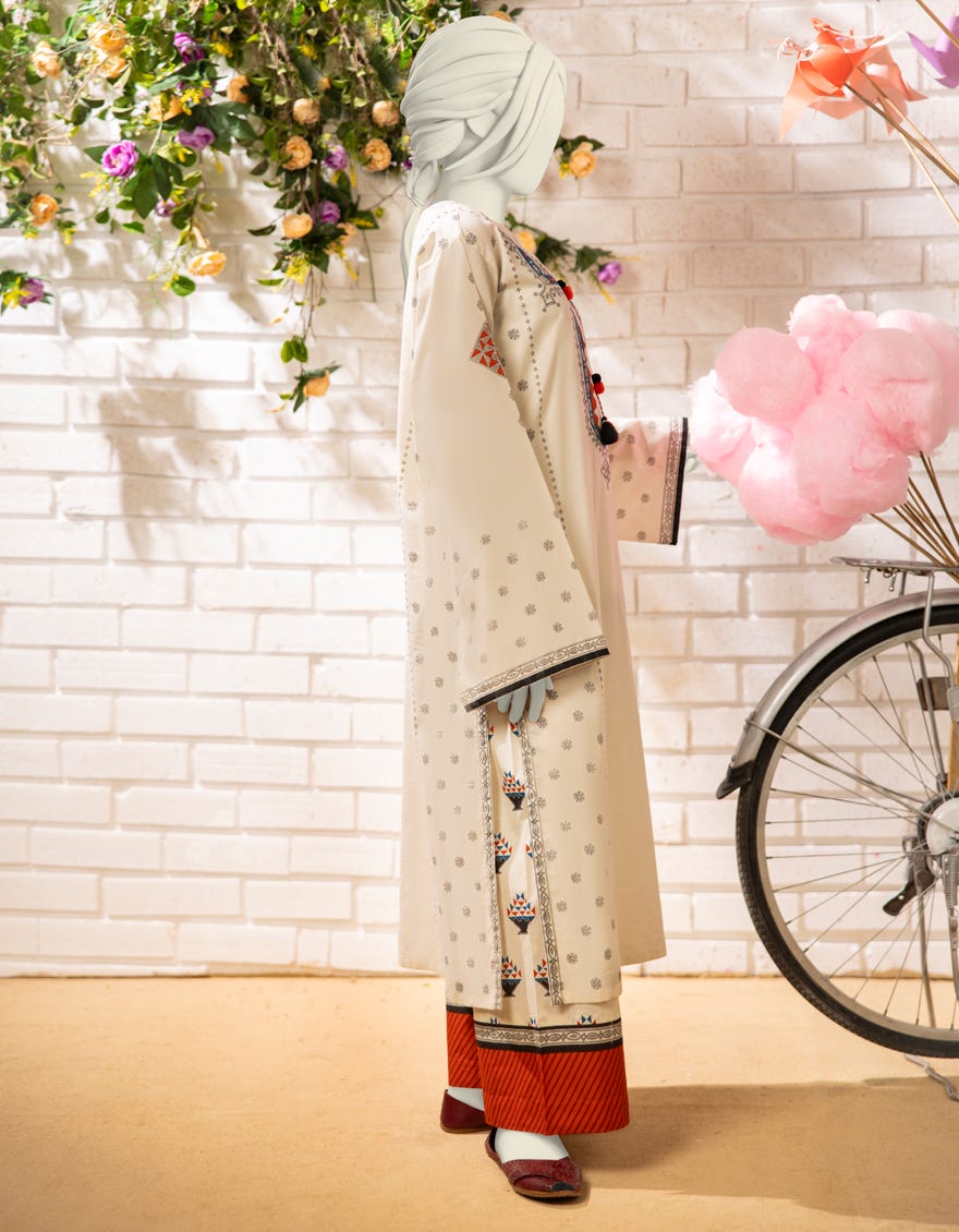 BEIGE LAWN PRINTED 2PC STITCHED