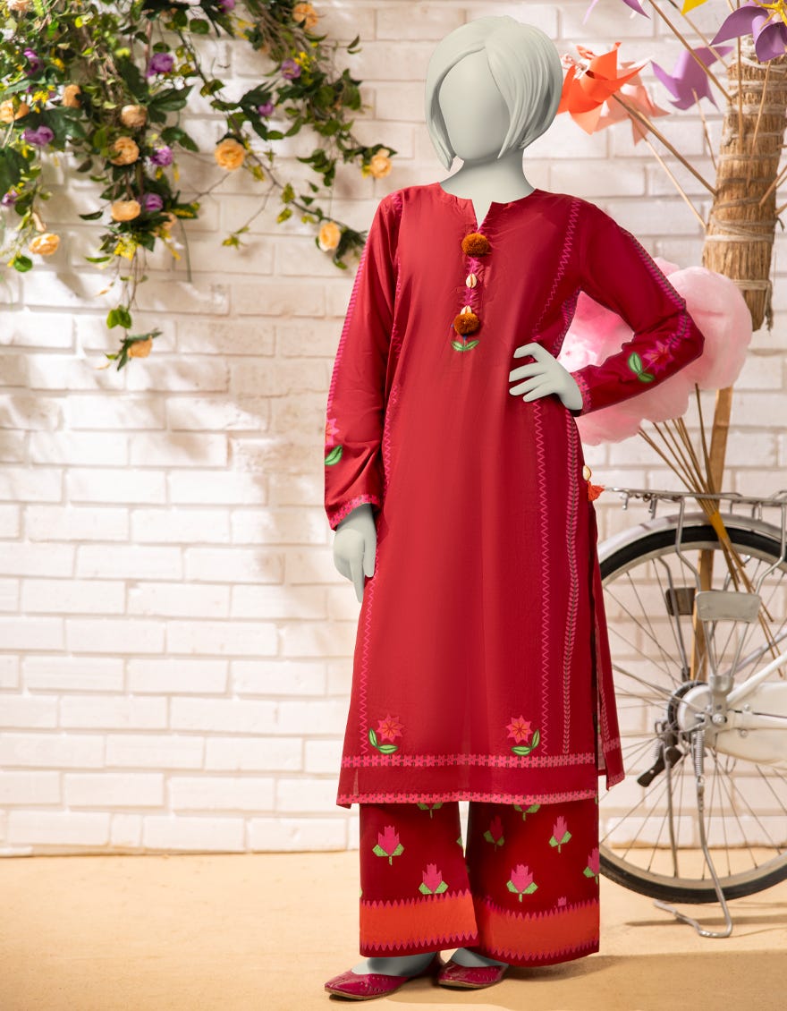 MAROON LAWN PRINTED 2PC STITCHED