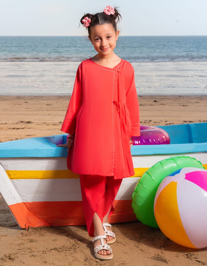 CORAL LAWN DYED 2PC | JGKL-S-JGST-25-5643