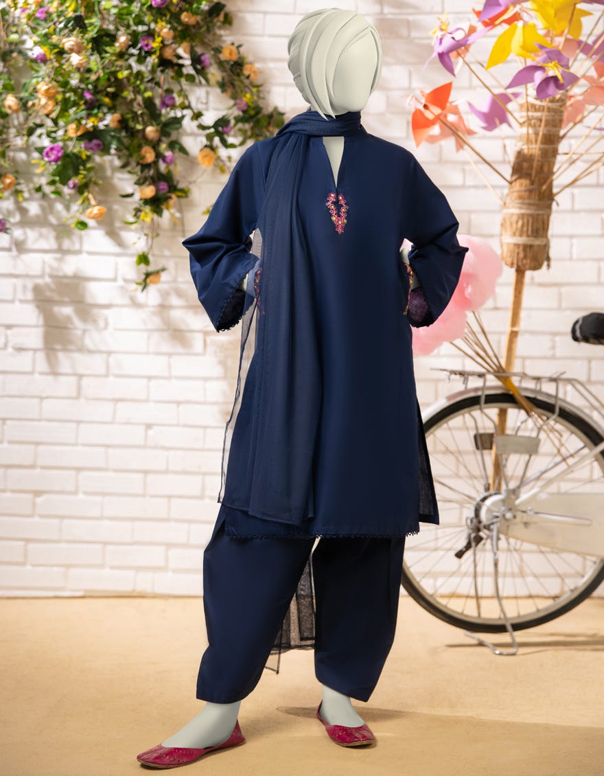 BLUE LAWN EMBROIDERED 3PC STITCHED