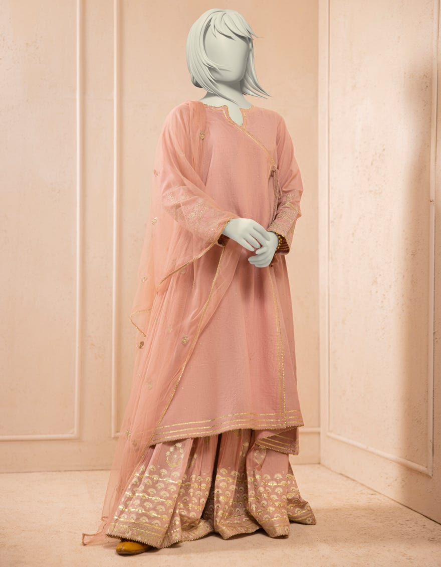 PINK DYED EMBROIDERED 3PC STITCHED