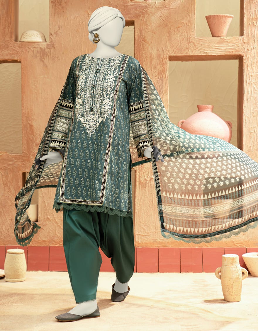 GREEN LAWN EMBROIDERED UNSTITCHED 3PC