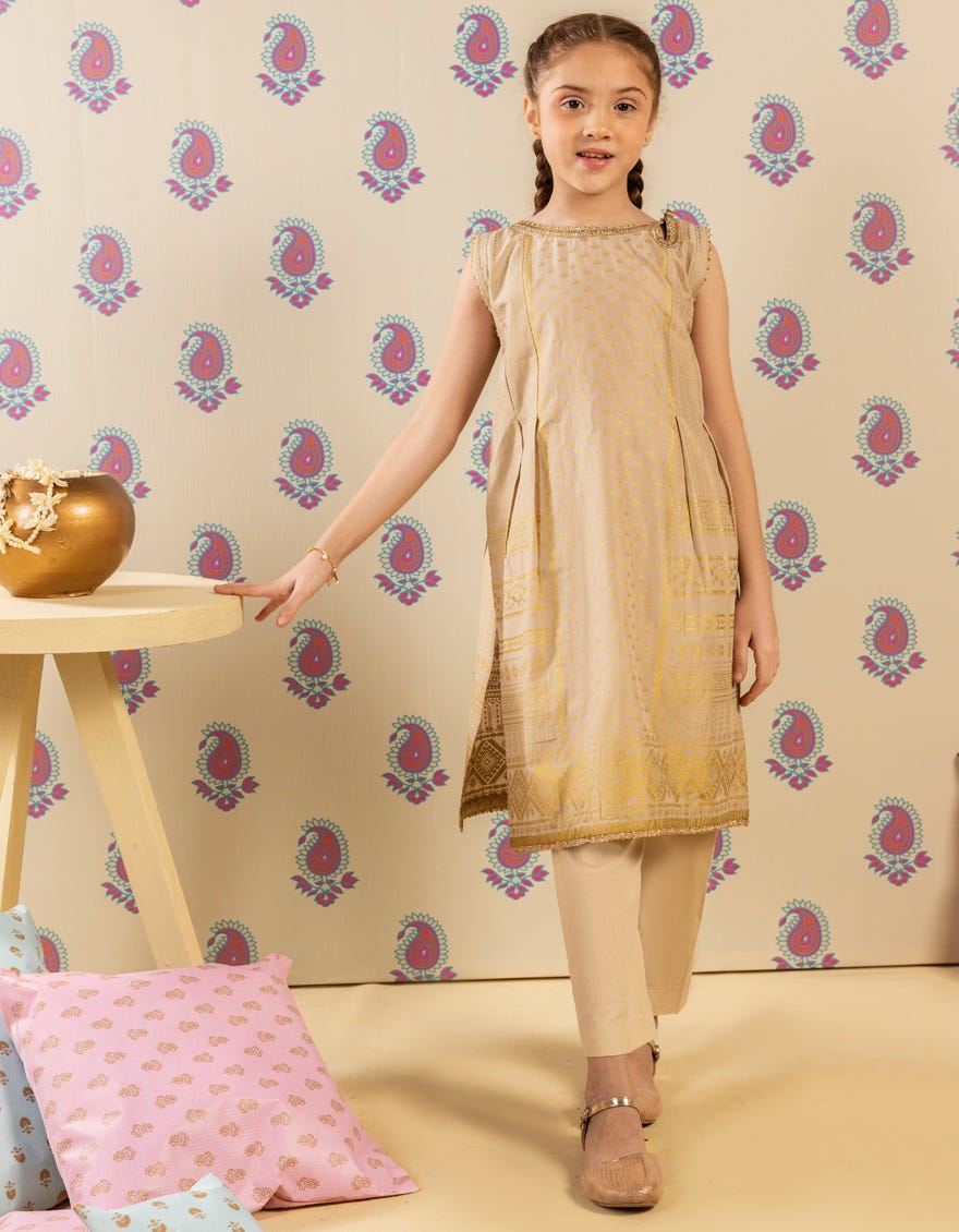 BEIGE LAWN PRINTED KURTI | JGLK-S-JGS-25-2509