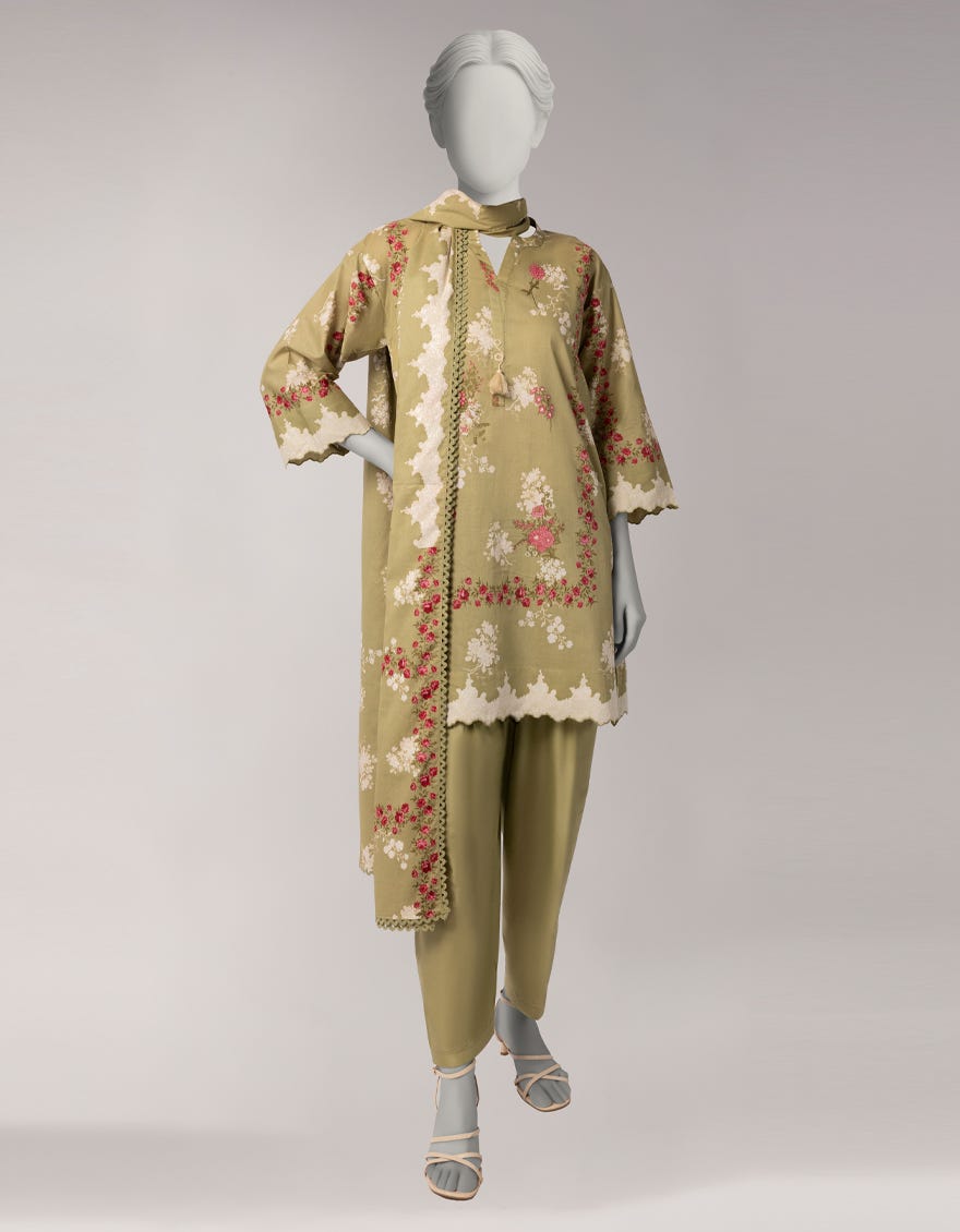 GREEN LAWN PRINTED UNSTITCHED 3PC