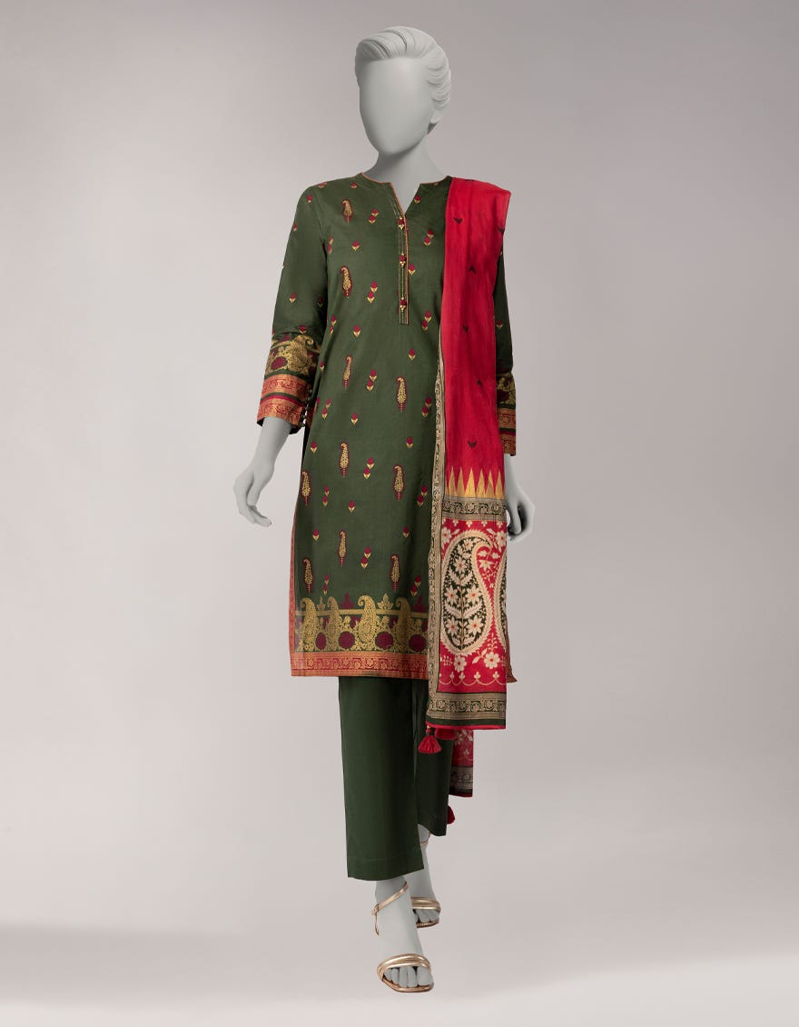 GREEN LAWN PRINTED UNSTITCHED 3PC