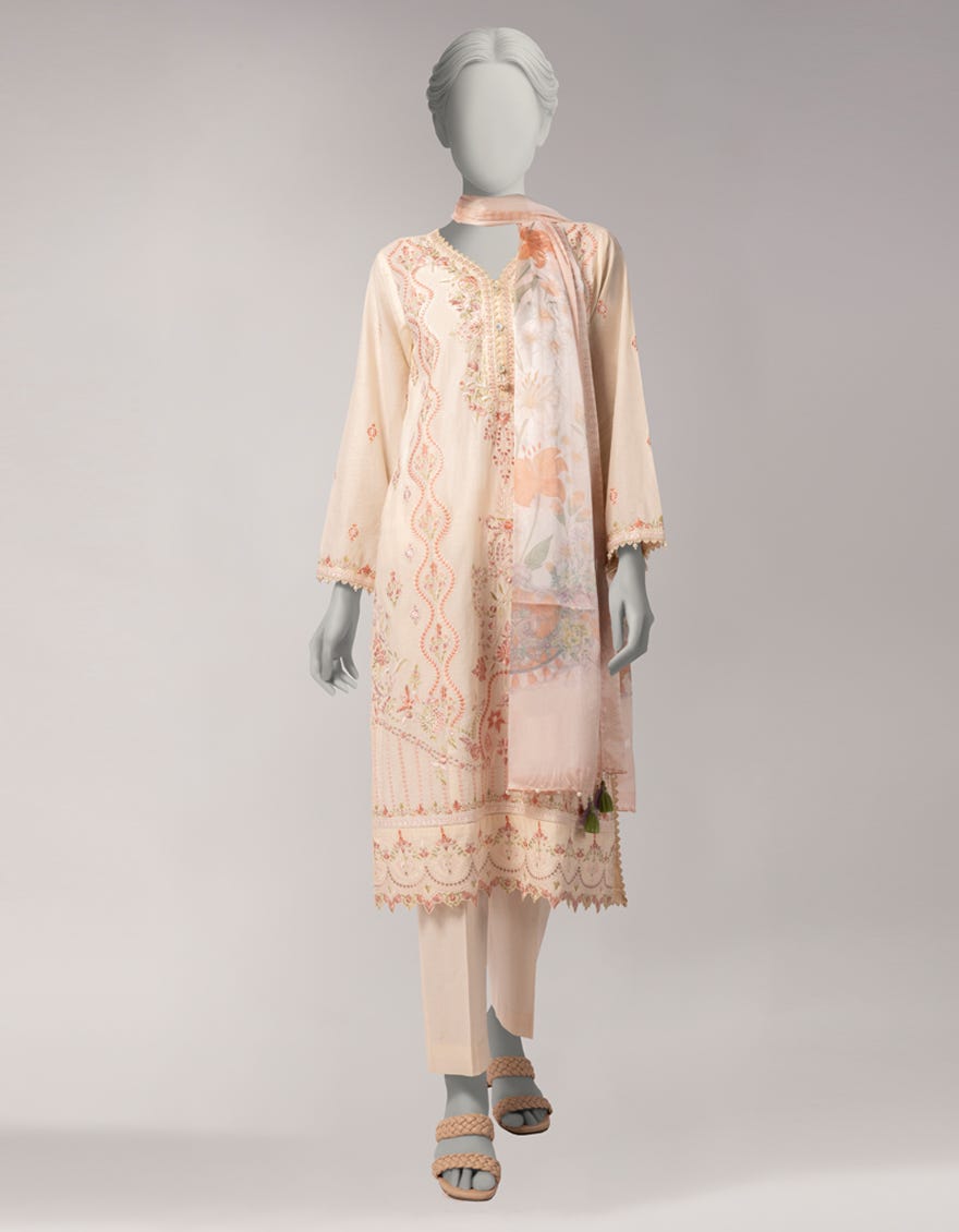 PEACH LAWN EMBROIDERED UNSTITCHED 3PC