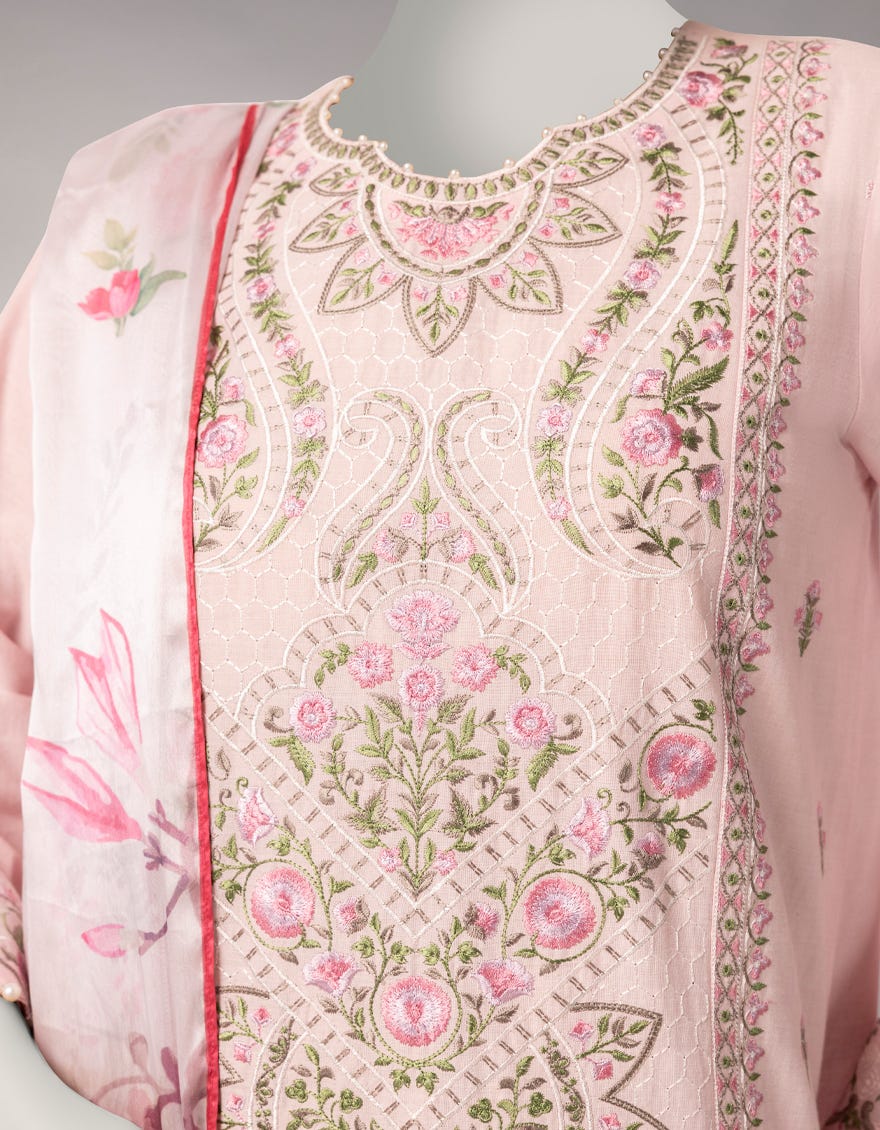 PINK LAWN EMBROIDERED UNSTITCHED 3PC