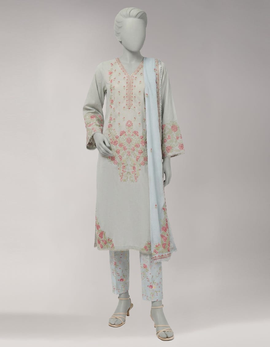 GREY LAWN EMBROIDERED UNSTITCHED 3PC