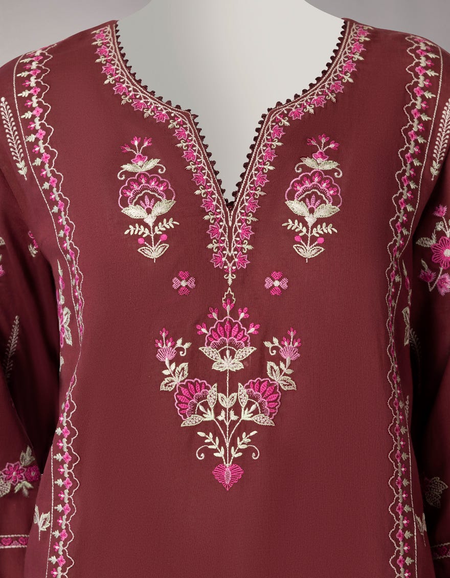MAROON LAWN EMBROIDERED UNSTITCHED 3PC