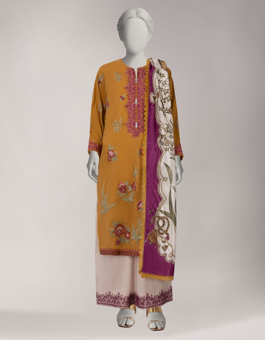 MUSTARD LAWN EMBROIDERED UNSTITCHED 3PC