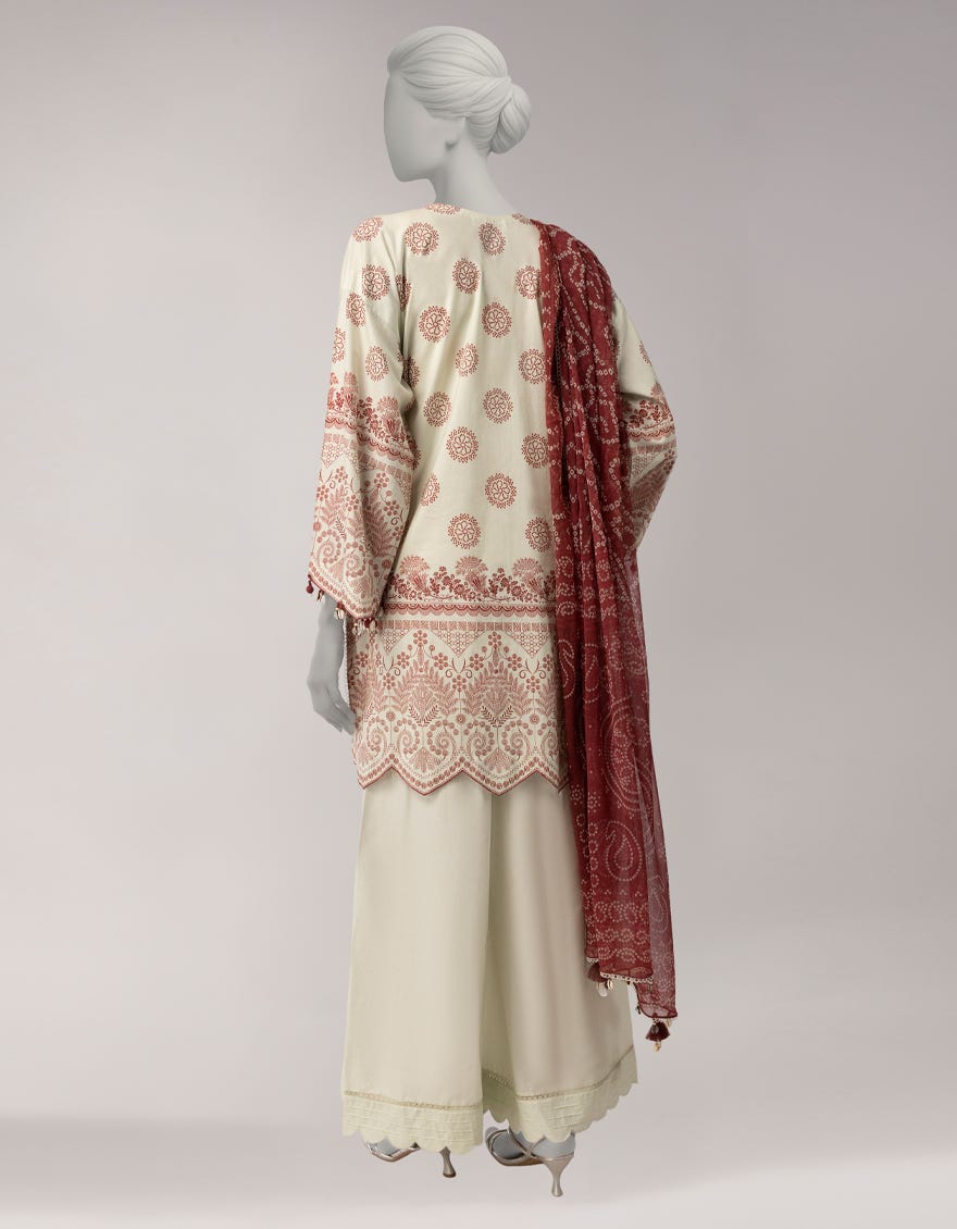 OFF WHITE LAWN PRINTED 3PC UNSTITCHED