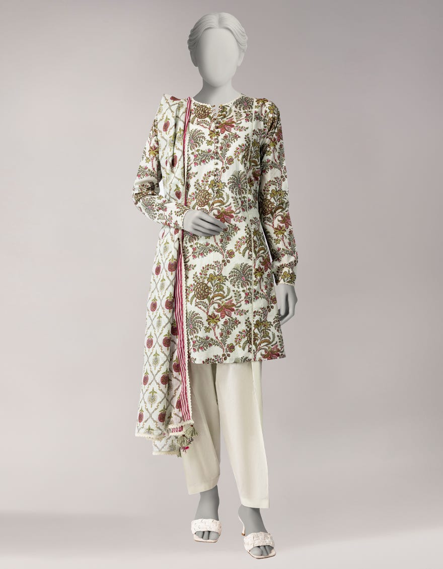 GREEN LAWN PRINTED UNSTITCHED 3PC