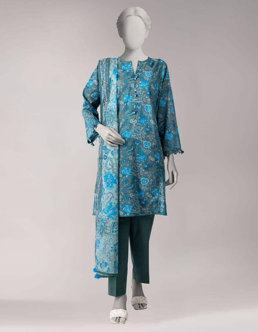 GREEN LAWN PRINTED UNSTITCHED 3PC