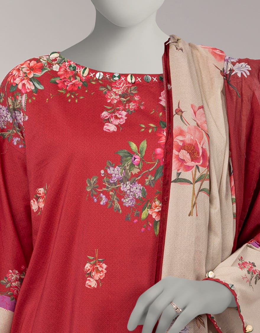 MULTICOLOR COTTON VISCOSE PRINTED UNSTITCHED 3PC