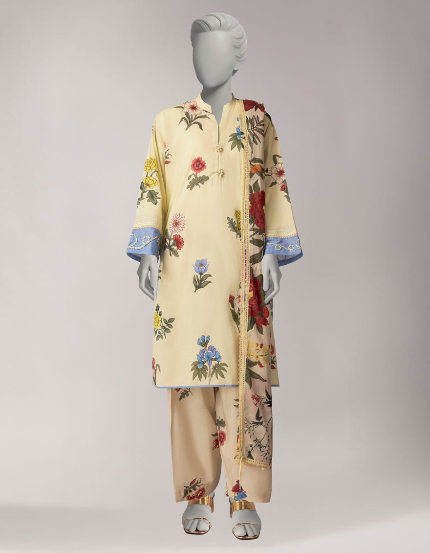 MULTICOLOR COTTON VISCOSE PRINTED UNSTITCHED 3PC