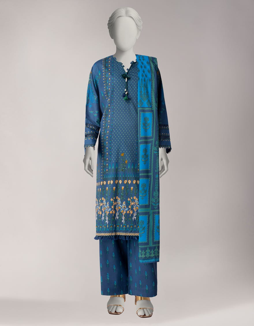 MULTICOLOR COTTON VISCOSE PRINTED UNSTITCHED 3PC