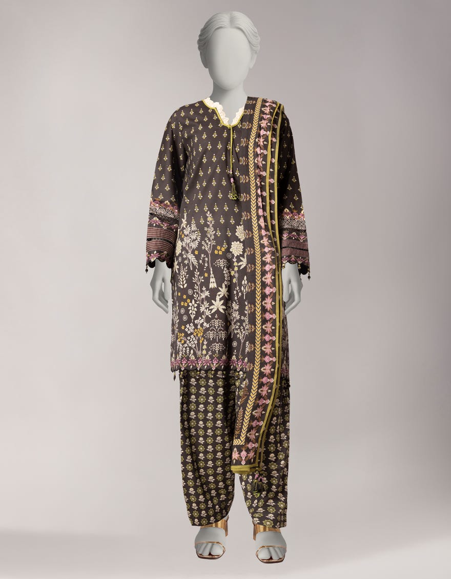 MULTICOLOR COTTON VISCOSE PRINTED UNSTITCHED 3PC