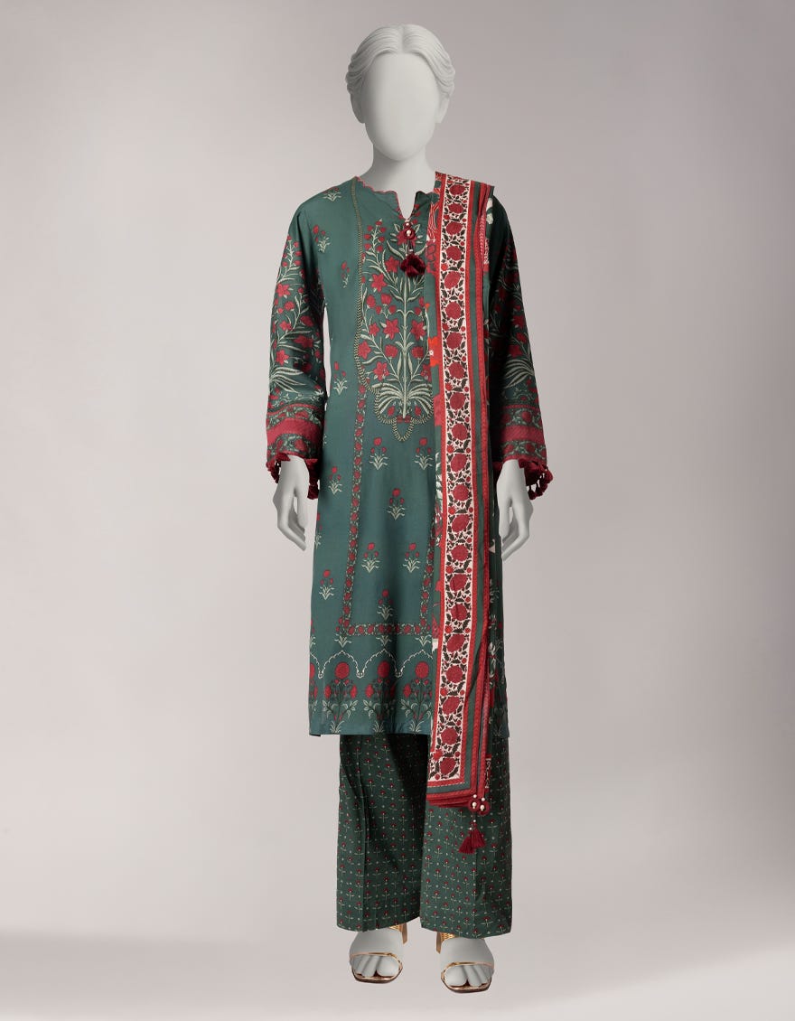 MULTICOLOR COTTON VISCOSE PRINTED UNSTITCHED 3PC