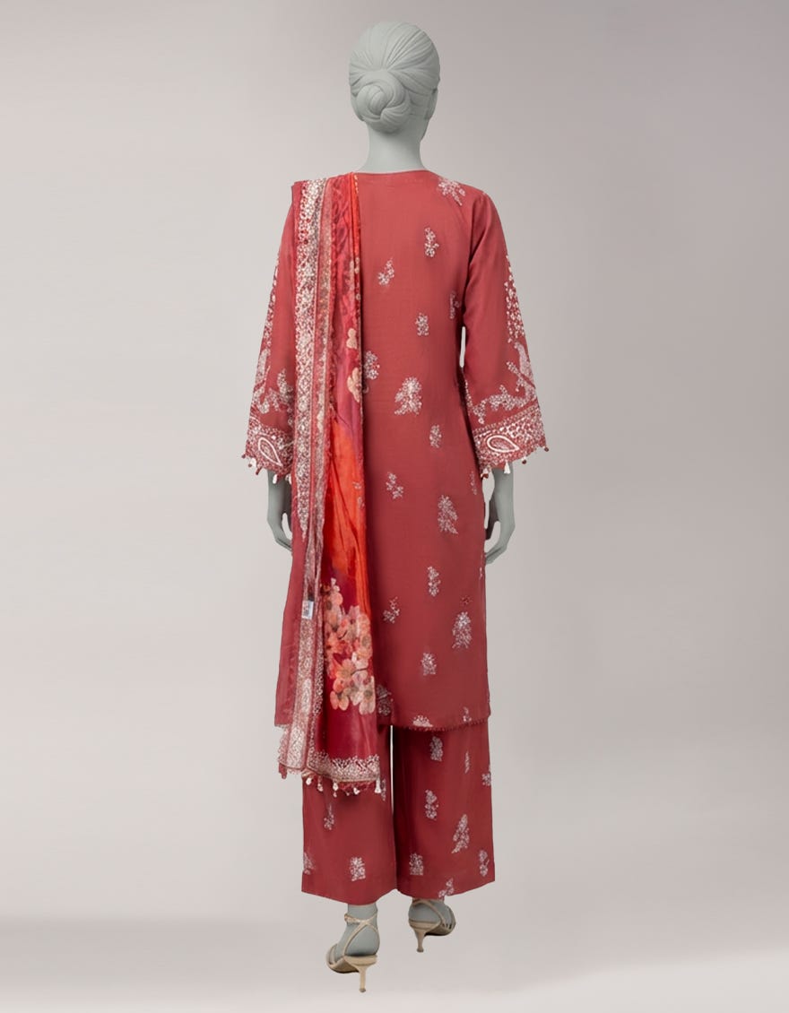 PINK LAWN PASTE PRINTED UNSTITCHED 3PC