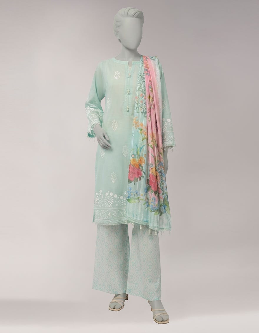 GREEN LAWN PASTE PRINTED UNSTITCHED 3PC