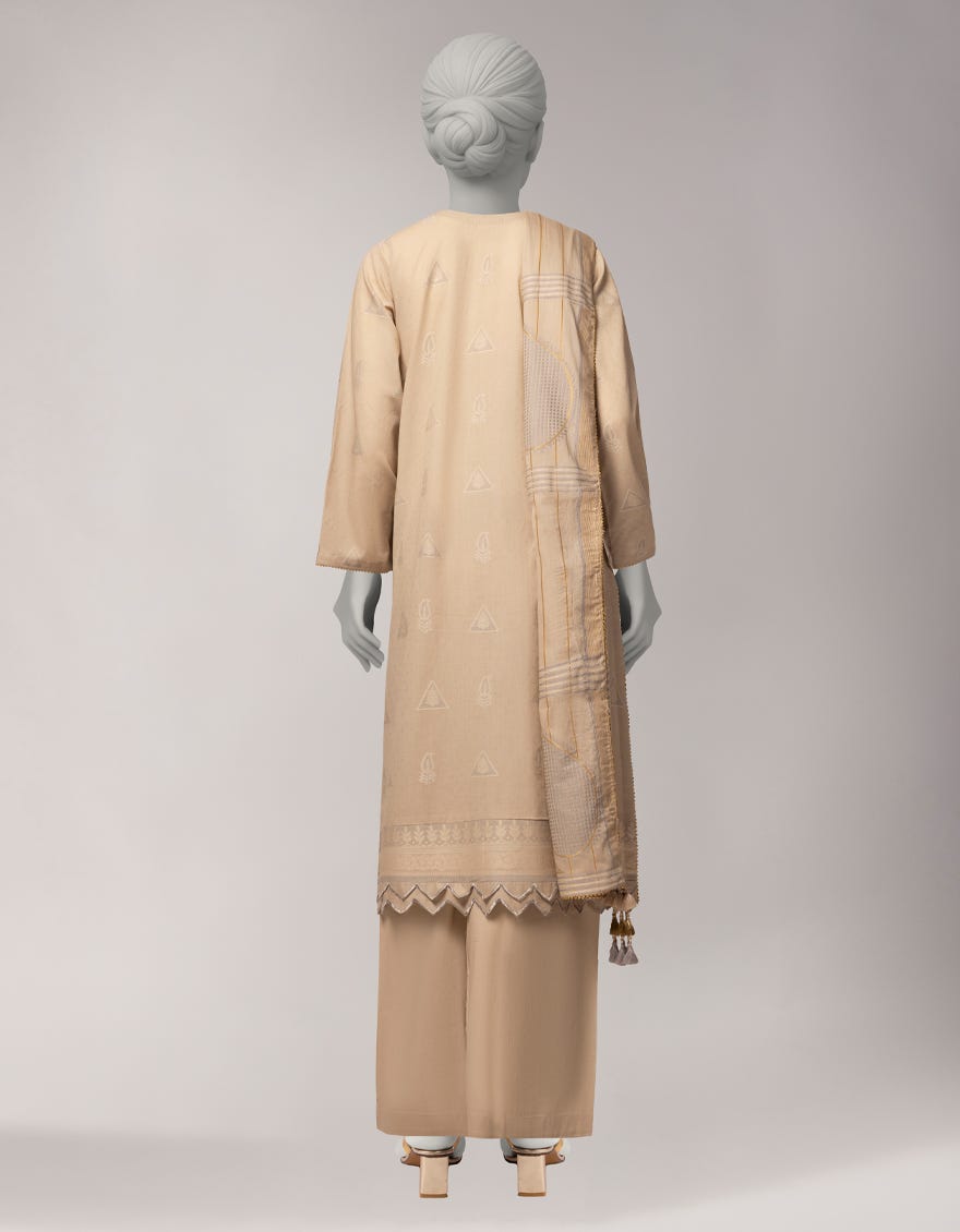 BEIGE JACQUARD DYED UNSTITCHED 3PC