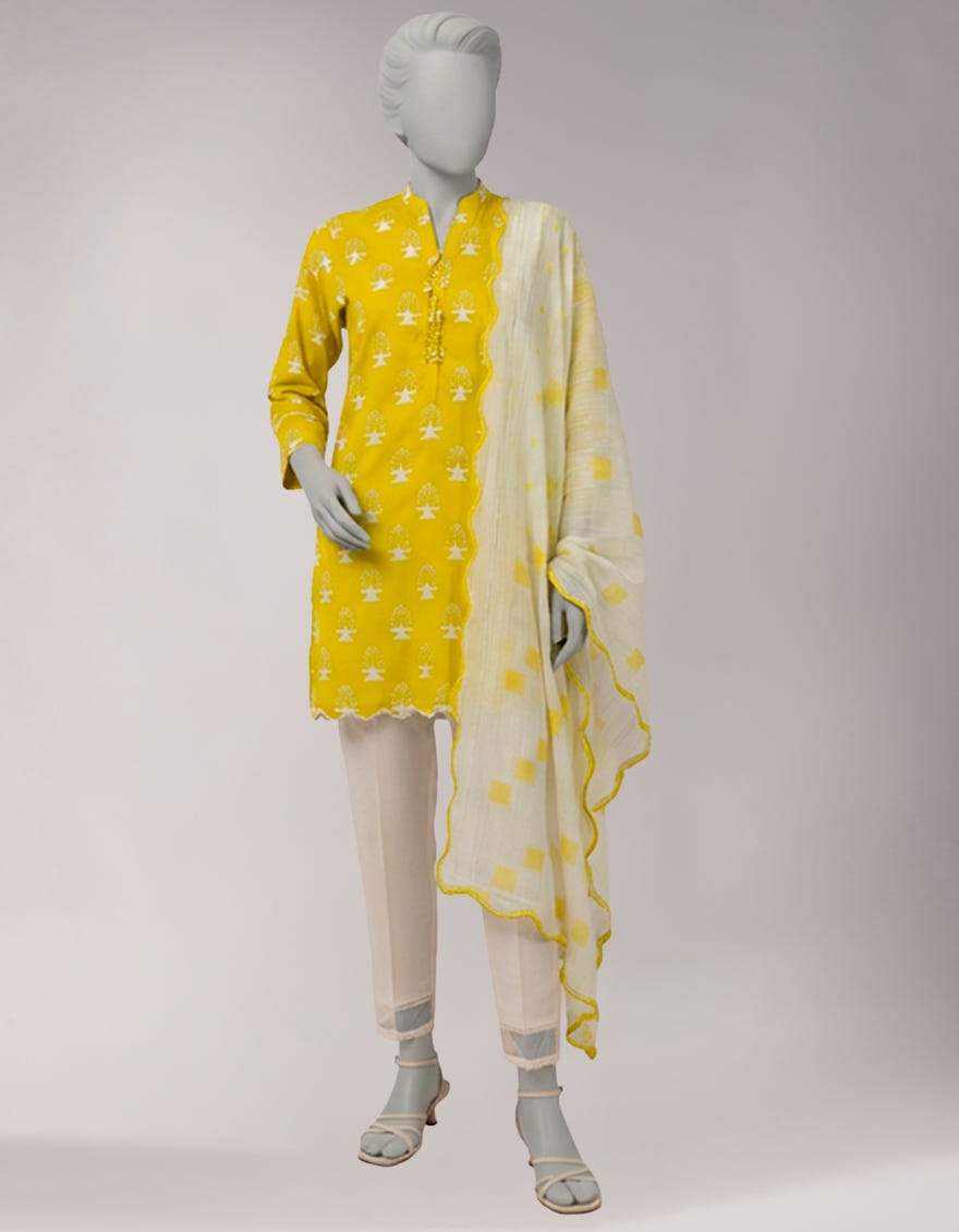 PINK JACQUARD SHIMMER UNSTITCHED 3PC