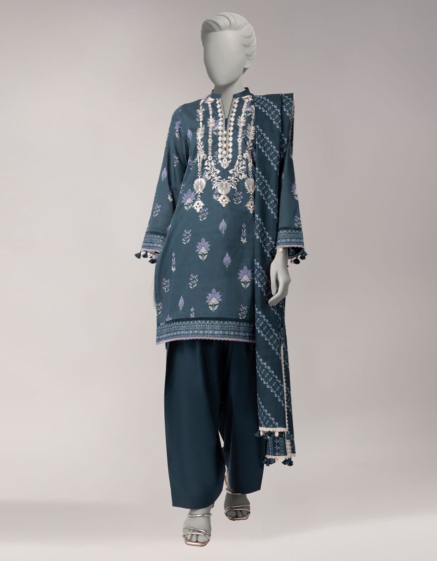 MULTICOLOR LAWN EMBROIDERED UNSTITCHED 3PC