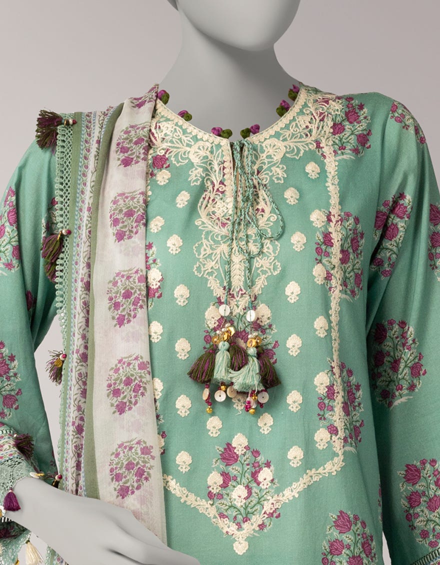 GREEN LAWN EMBROIDERED UNSTITCHED 3PC
