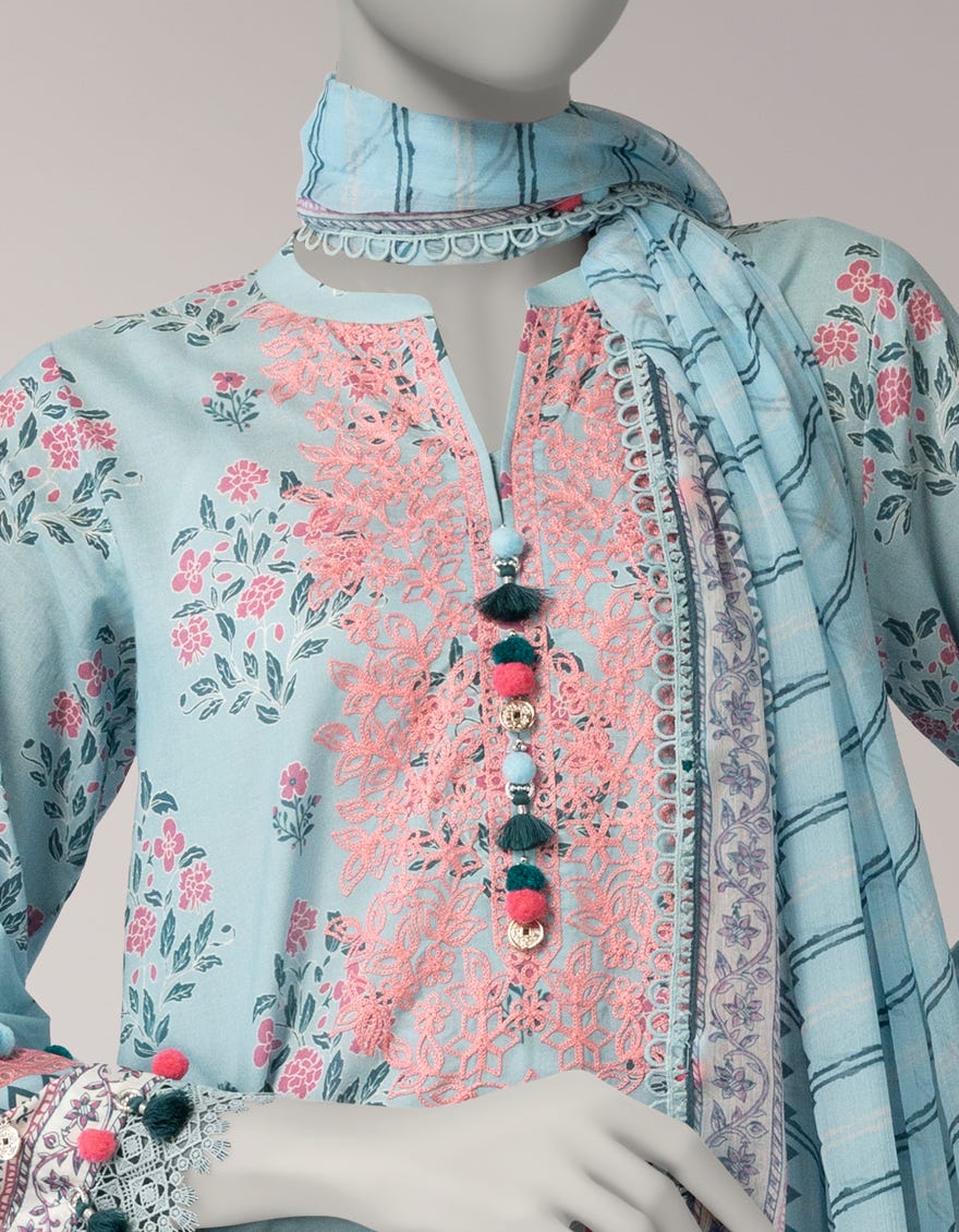 BLUE LAWN EMBROIDERED UNSTITCHED 3PC