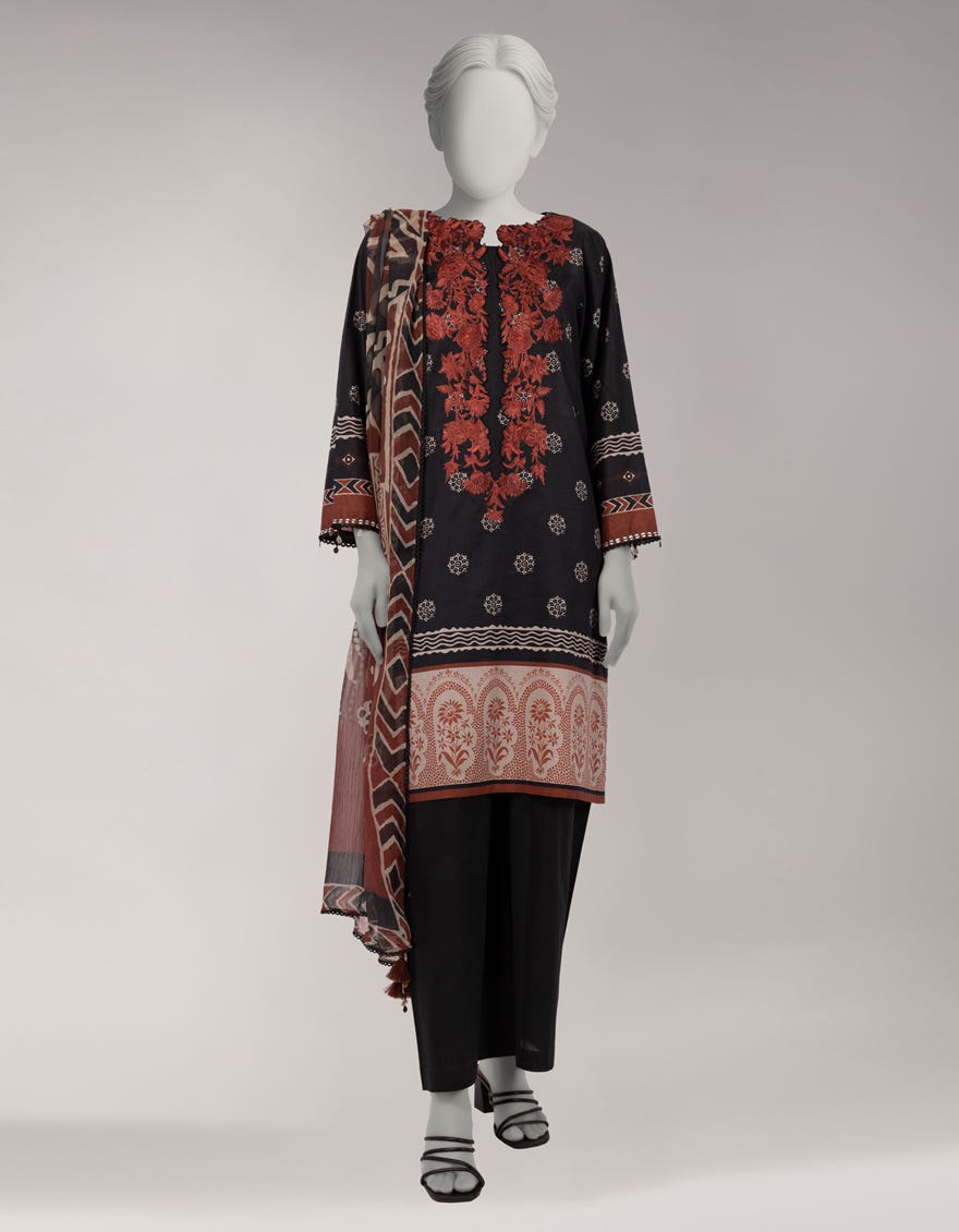 MULTICOLOR LAWN EMBROIDERED UNSTITCHED 3PC