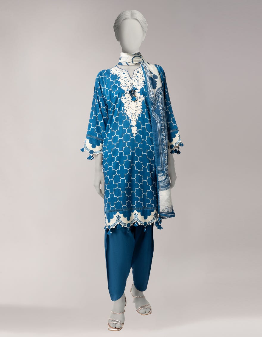 BLUE LAWN EMBROIDERED WOMEN UNSTITCHED 3PC