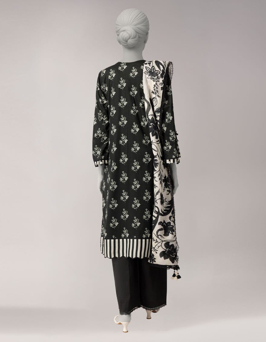 BLACK LAWN EMBROIDERED UNSTITCHED 3PC