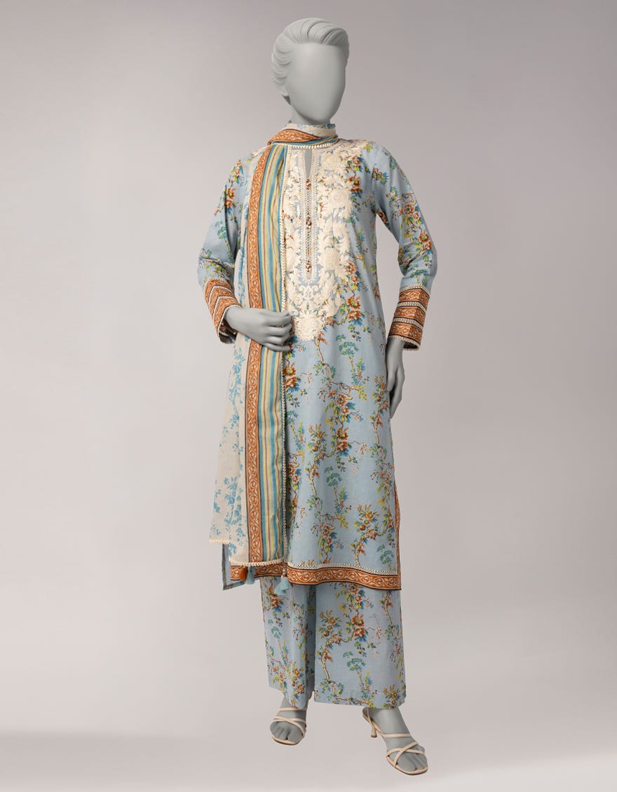 MULTICOLOR LAWN EMBROIDERED UNSTITCHED 3PC