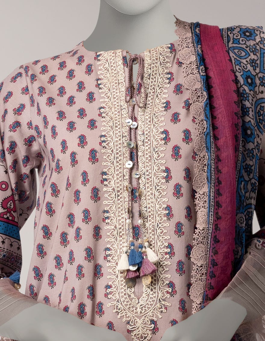 PINK LAWN EMBROIDERED UNSTITCHED 3PC