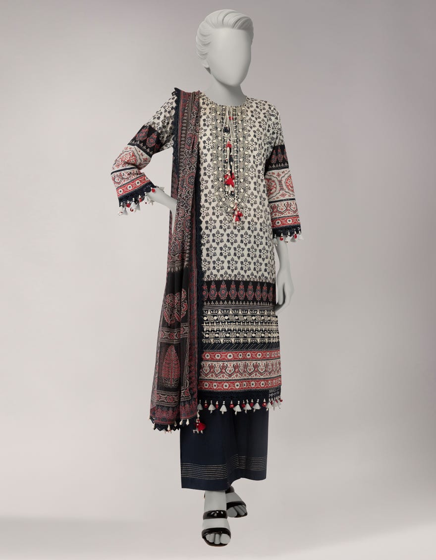 GREY LAWN EMBROIDERED UNSTITCHED 3PC