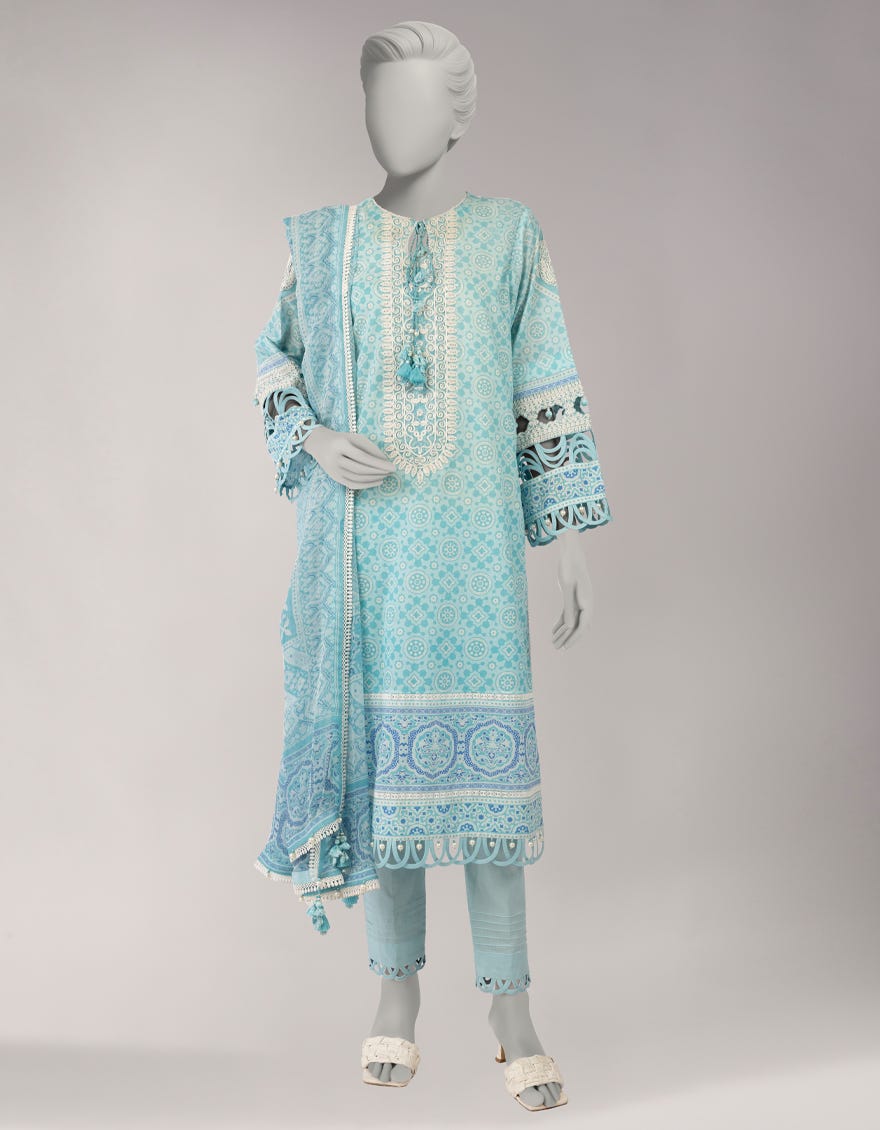 BLUE LAWN EMBROIDERED UNSTITCHED 3PC