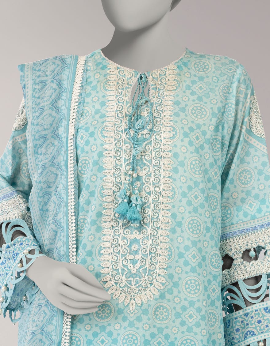 BLUE LAWN EMBROIDERED UNSTITCHED 3PC