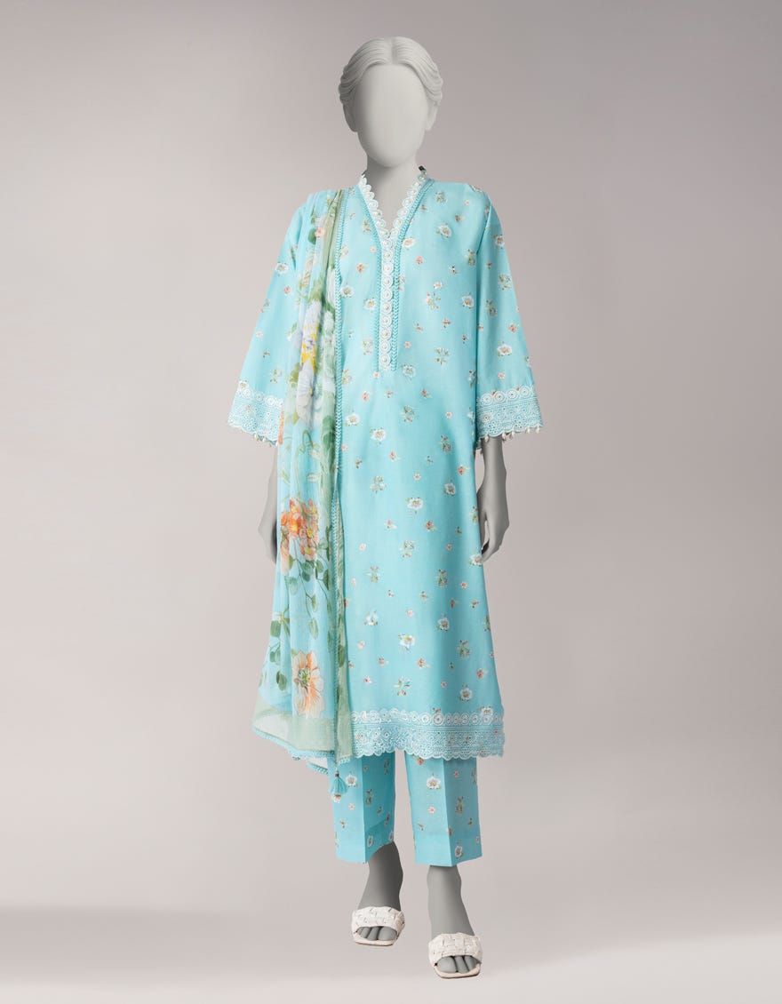 MULTICOLOR LAWN EMBROIDERED UNSTITCHED 3PC