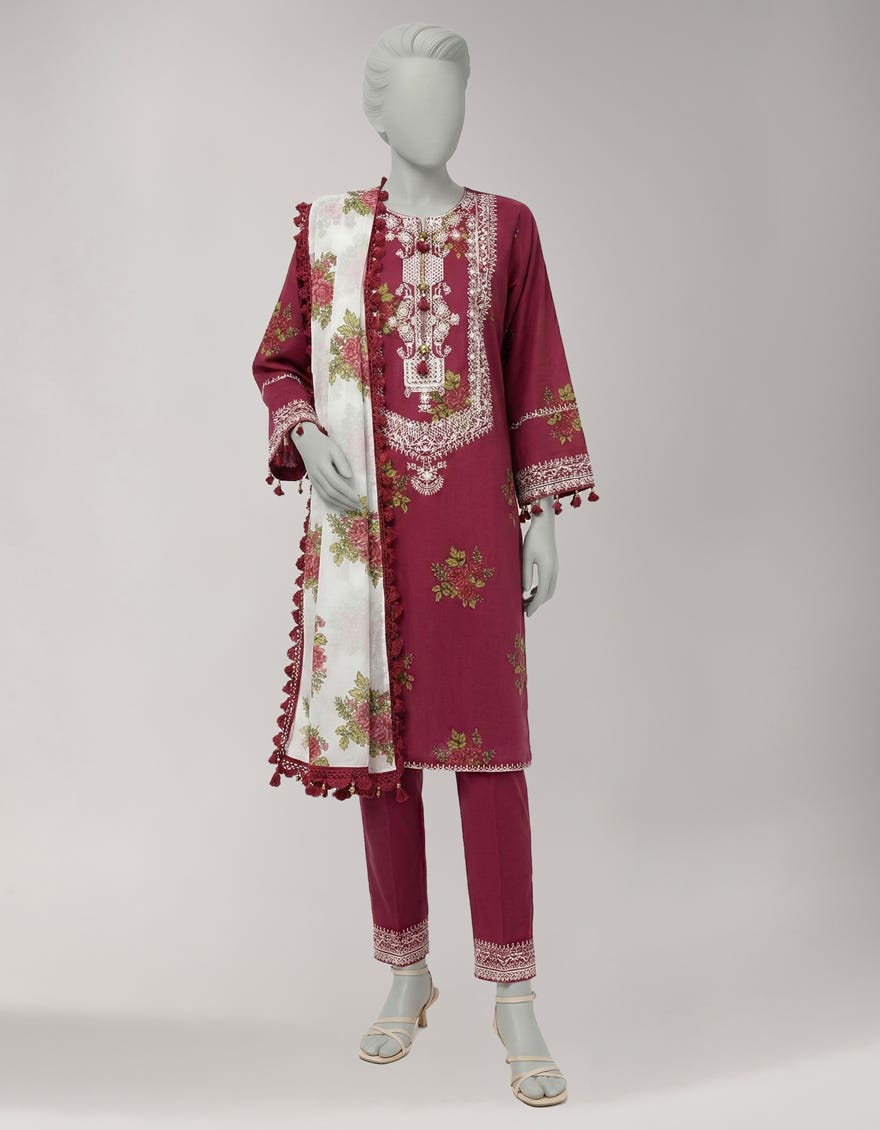 MULTICOLOR LAWN EMBROIDERED UNSTITCHED 3PC